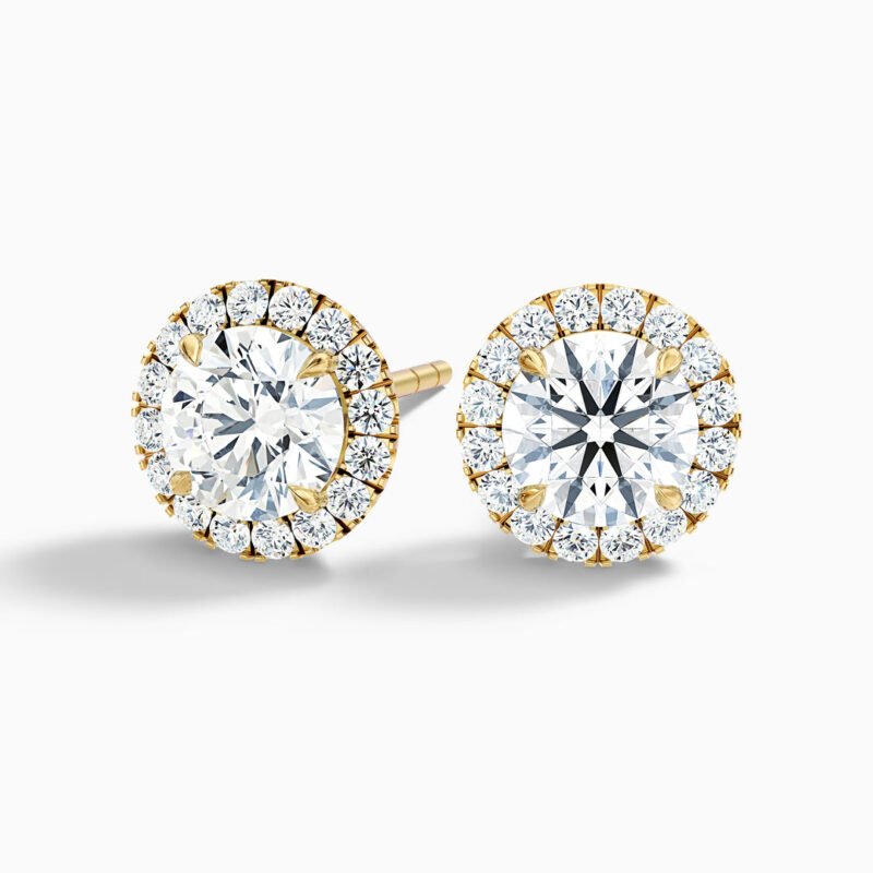 Round Halo Moissanite Stud Diamond Earrings
