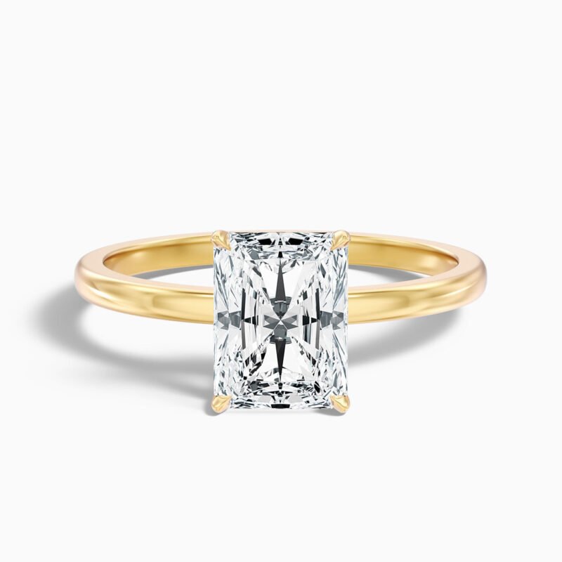Qiana 2 Carat Radiant Cut Low Profile Solitaire Lab Grown Diamond Ring in 14k Yellow Gold