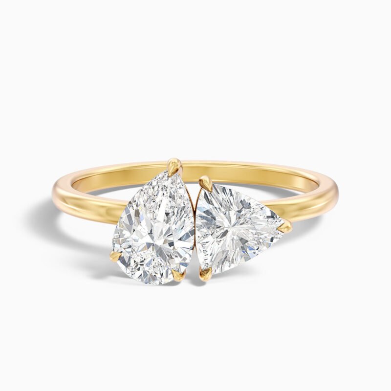 Olivia Toi Et Moi Engagement Ring in 14k Yellow Gold With Pear and Trillion Cut Two Stone Lab Grown Diamond (2 Ct. Tw.)