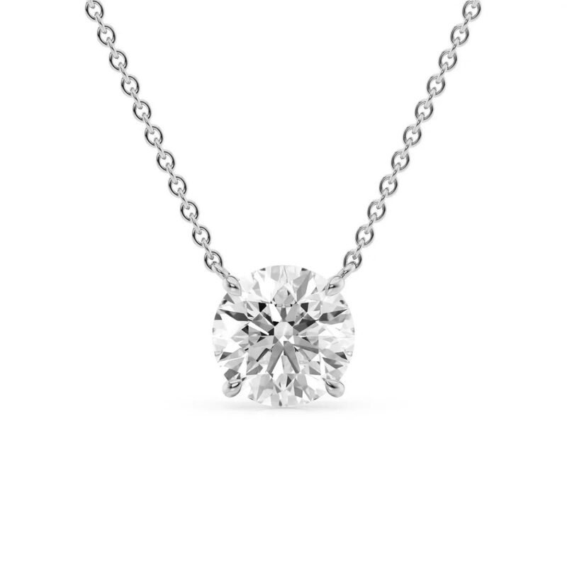 IGI 18K Gold Lab Grown Diamond Classic Round Cut Pendant Necklace